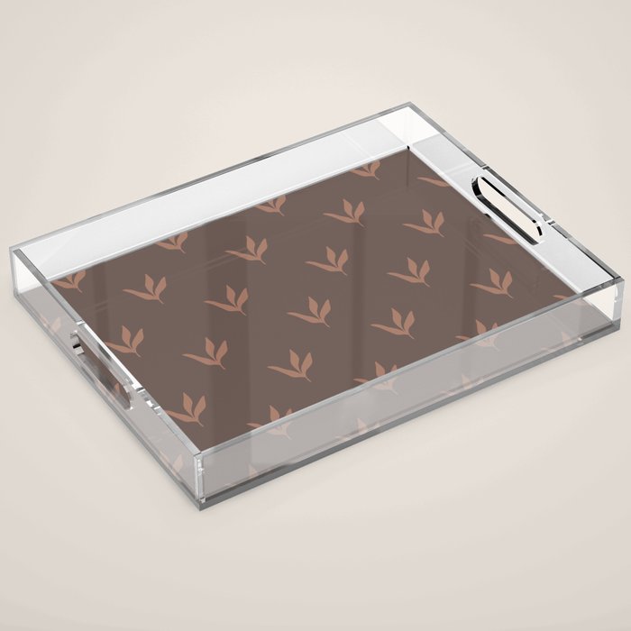 Modern Leafy Pattern - mocha mousse Acrylic Tray Gallery Image 1