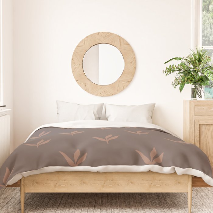 Modern Leafy Pattern - mocha mousse Duvet Cover Gallery Image 3