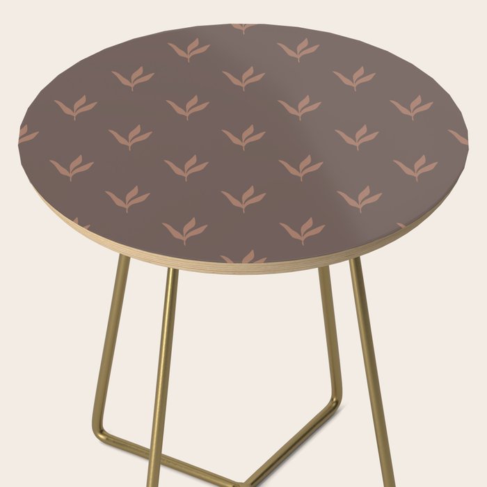 Modern Leafy Pattern - mocha mousse Side Table Gallery Image 2