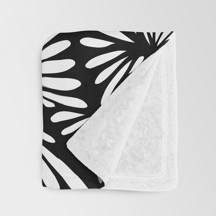 Petals in black and white Throw Blanket Gallery Image 3