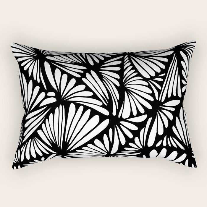 Petals in black and white Rectangular Pillow Gallery Image 1