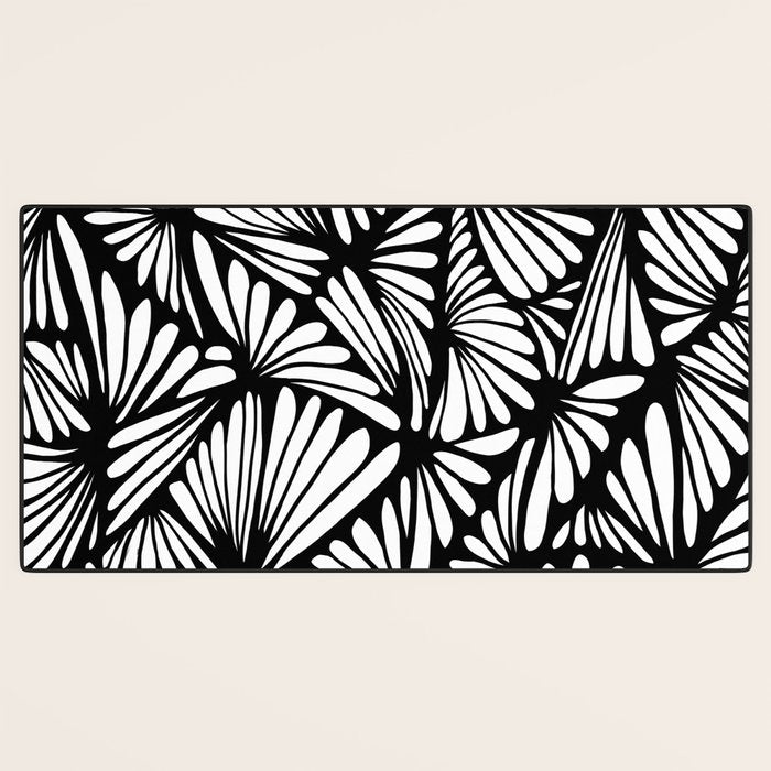 Petals in black and white Desk Mat Gallery Image 3
