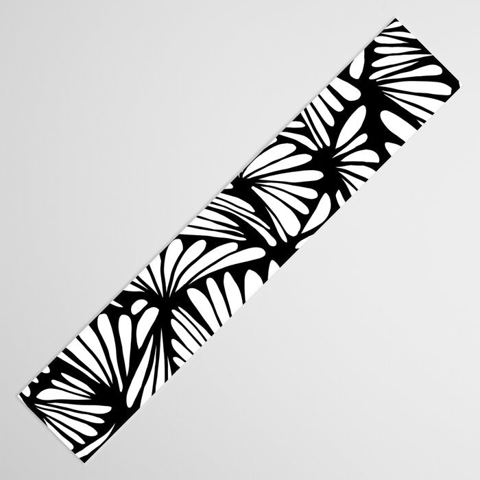 Petals in black and white Table Runner Gallery Image 3
