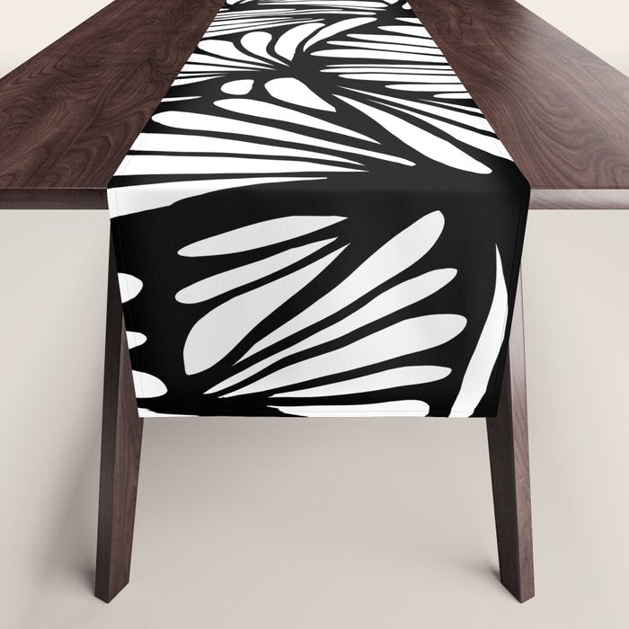 Petals in black and white Table Runner Gallery Image 1