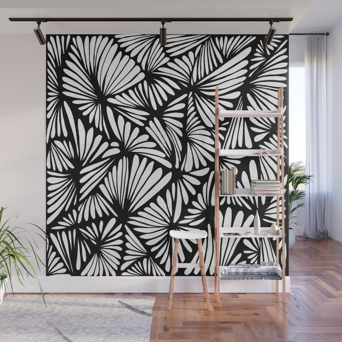 Petals in black and white Wall Mural Gallery Image 1