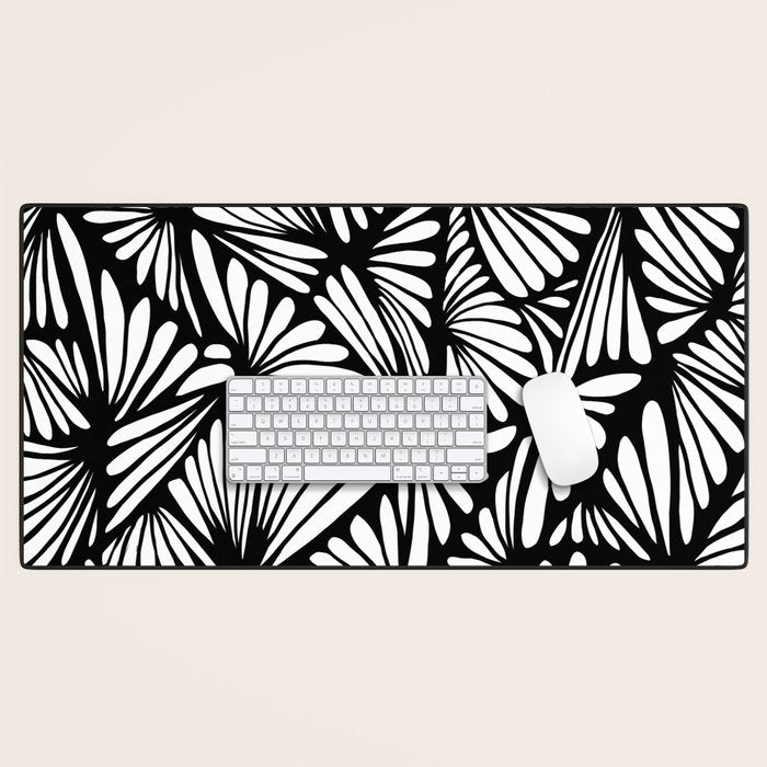 Petals in black and white Desk Mat Gallery Image 1