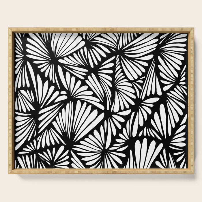 Petals in black and white Serving Tray Gallery Image 1