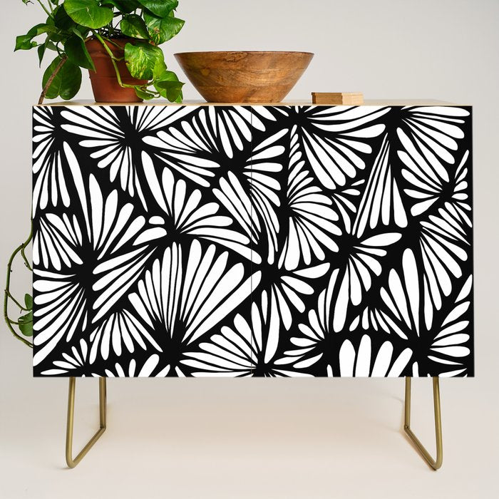 Petals in black and white Credenza Gallery Image 1
