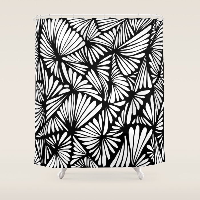 Petals in black and white Shower Curtain Gallery Image 1