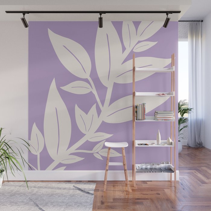 Leaves Purple Wall Mural Gallery Image 1