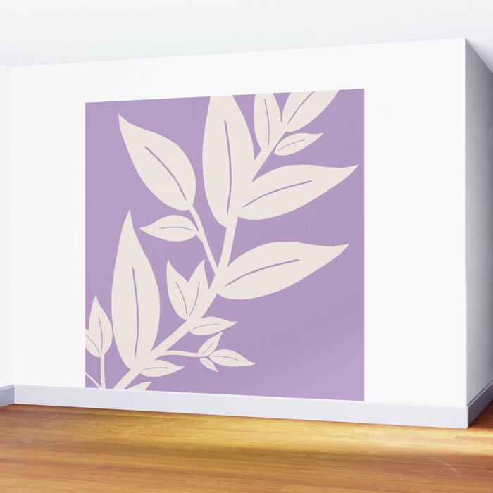 Leaves Purple Wall Mural Gallery Image 2