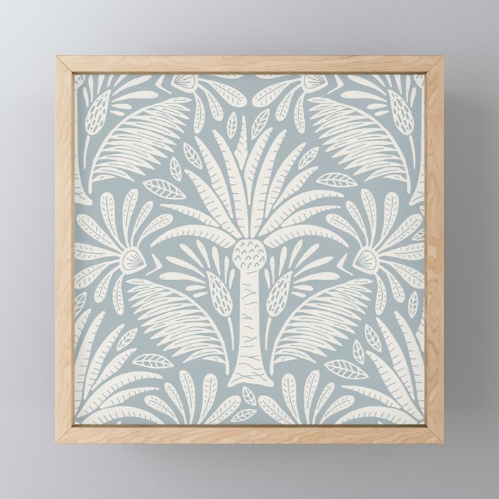 Palm Damask - Coastal Blue Mini Art Print Gallery Image 1