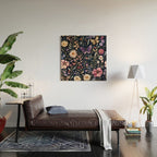 Night Garden Flowers Butterflies Watercolor Wood Wall Art Gallery Image 2