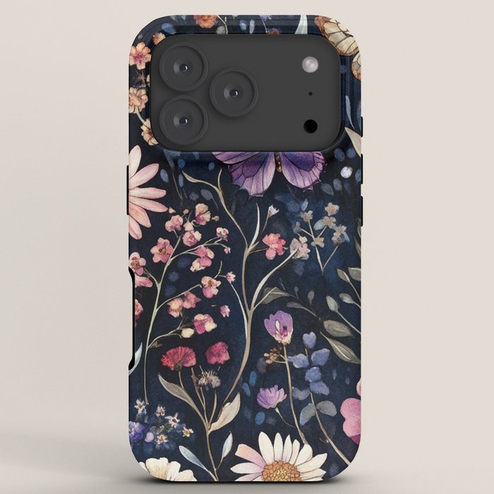 Night Garden Flowers Butterflies Watercolor iPhone Case Gallery Image 7