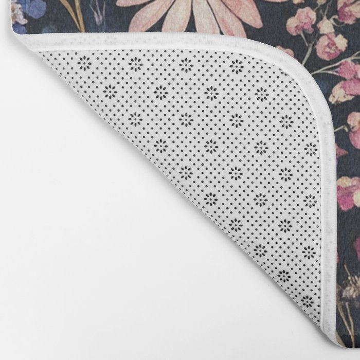 Night Garden Flowers Butterflies Watercolor Bath Mat Gallery Image 2