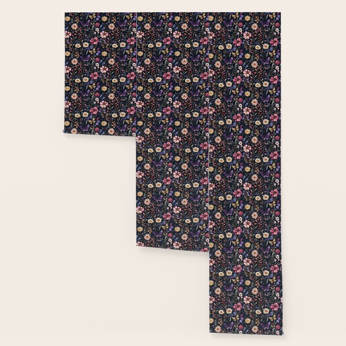 Night Garden Flowers Butterflies Watercolor Wallpaper Gallery Image 3