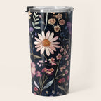 Night Garden Flowers Butterflies Watercolor Travel Mug Gallery Image 3