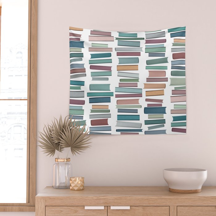 Books Pastel, Living Room Art, Book Worm Wall Tapestry Gallery Image 2