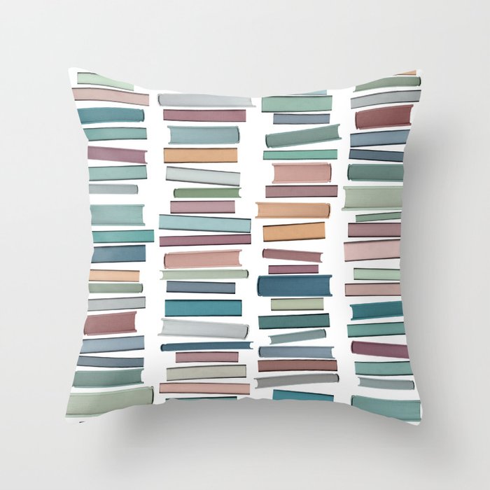 Books Pastel, Living Room Art, Book Worm Throw Pillow Gallery Image 6