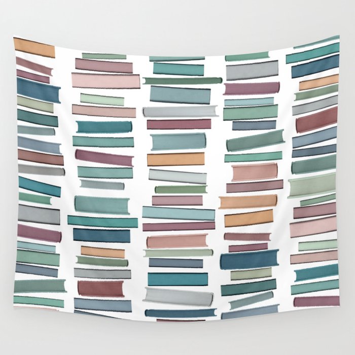 Books Pastel, Living Room Art, Book Worm Wall Tapestry Gallery Image 4