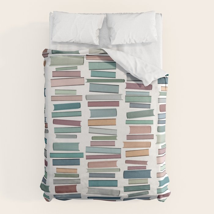 Books Pastel, Living Room Art, Book Worm Duvet Cover Gallery Image 6