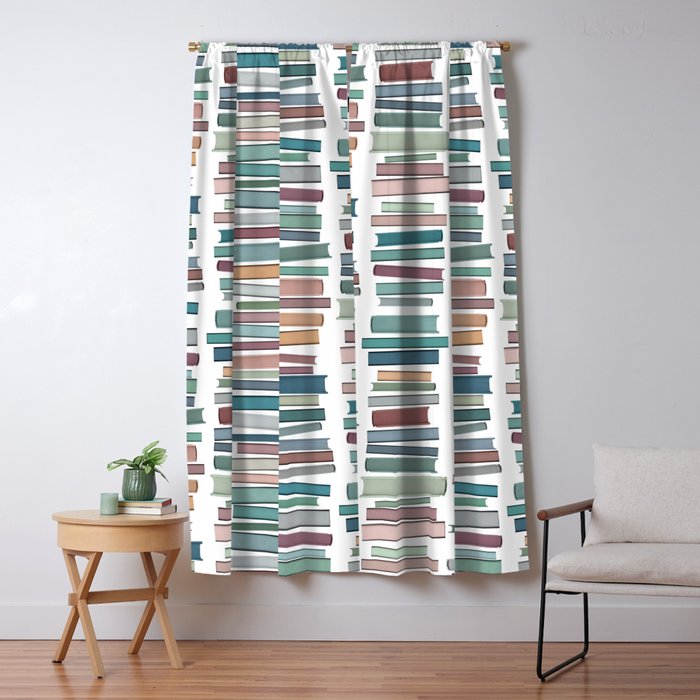 Books Pastel, Living Room Art, Book Worm Window Curtain Gallery Image 5