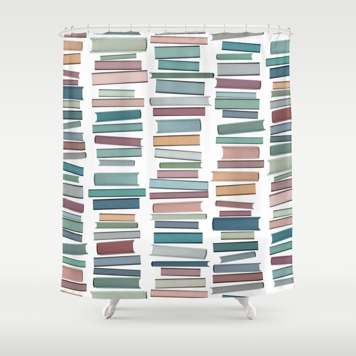 Books Pastel, Living Room Art, Book Worm Shower Curtain Gallery Image 1