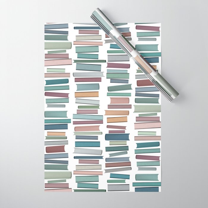 Books Pastel, Living Room Art, Book Worm Wrapping Paper Gallery Image 1