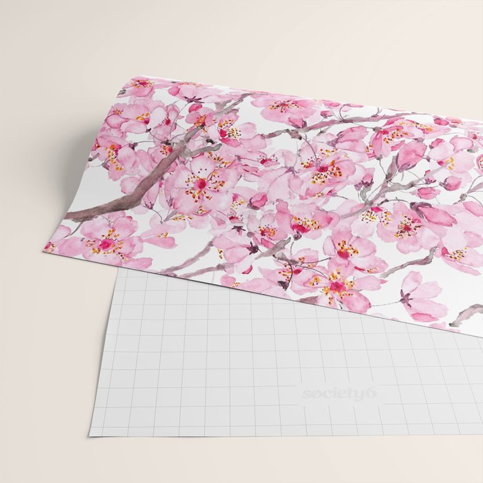 pink cherry blossom watercolor 2020 Wrapping Paper Gallery Image 2