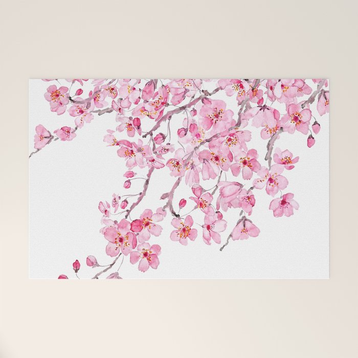 pink cherry blossom watercolor 2020 Welcome Mat Gallery Image 1