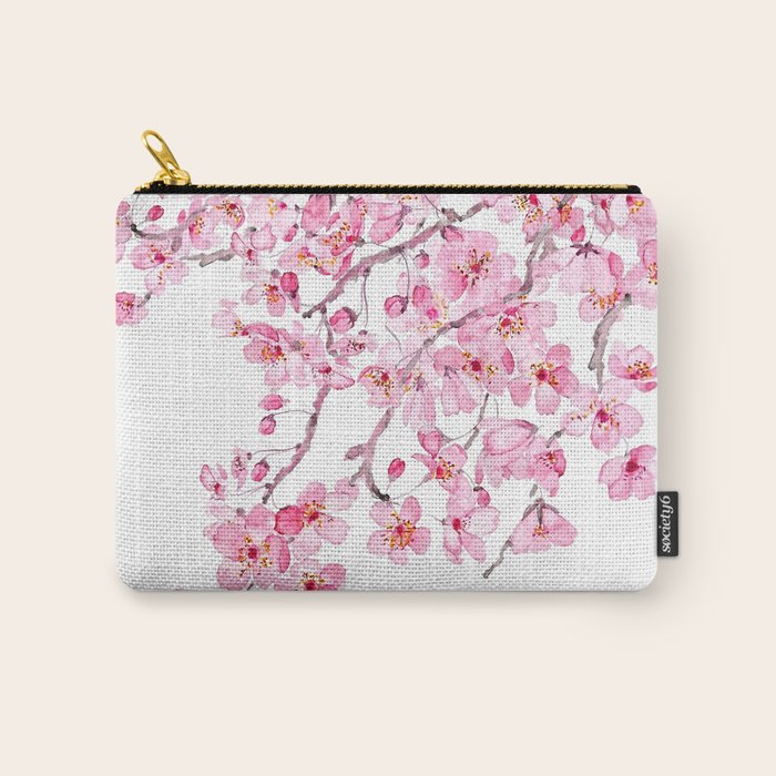 pink cherry blossom watercolor 2020 Carry All Pouch Gallery Image 1
