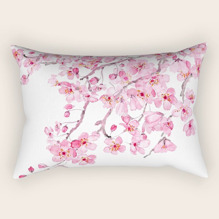 pink cherry blossom watercolor 2020 Rectangular Pillow Gallery Image 2