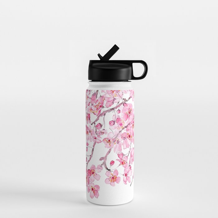 pink cherry blossom watercolor 2020 Water Bottle Gallery Image 1