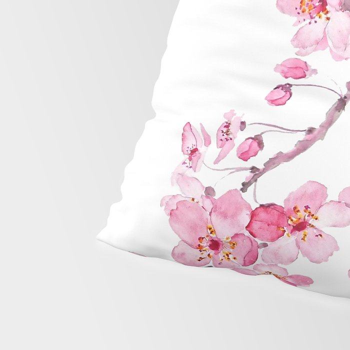pink cherry blossom watercolor 2020 Pillow Sham Gallery Image 4