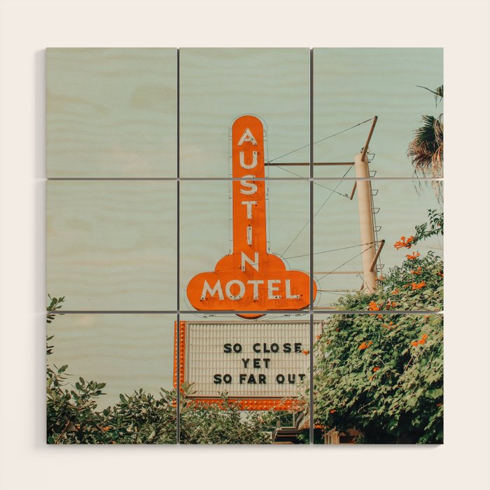 Austin Motel Sign Wood Wall Art Gallery Image 1