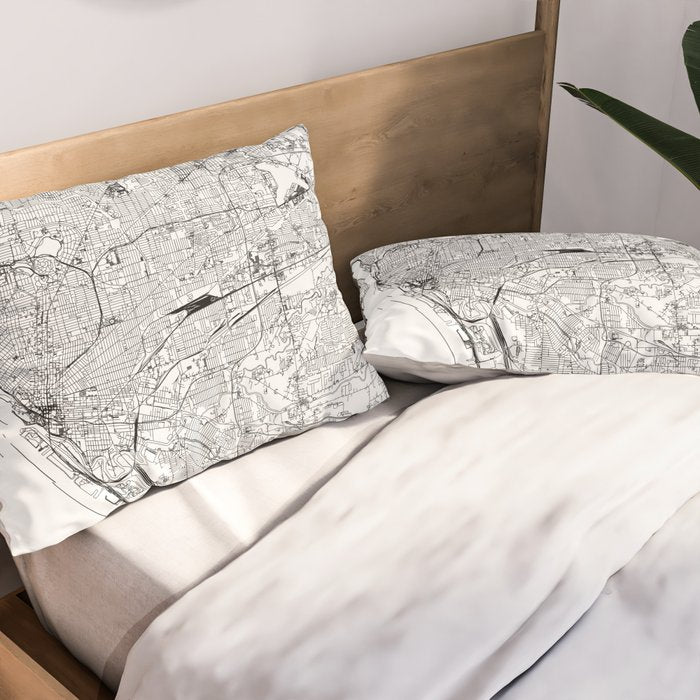 Buffalo White Map Pillow Sham Gallery Image 2
