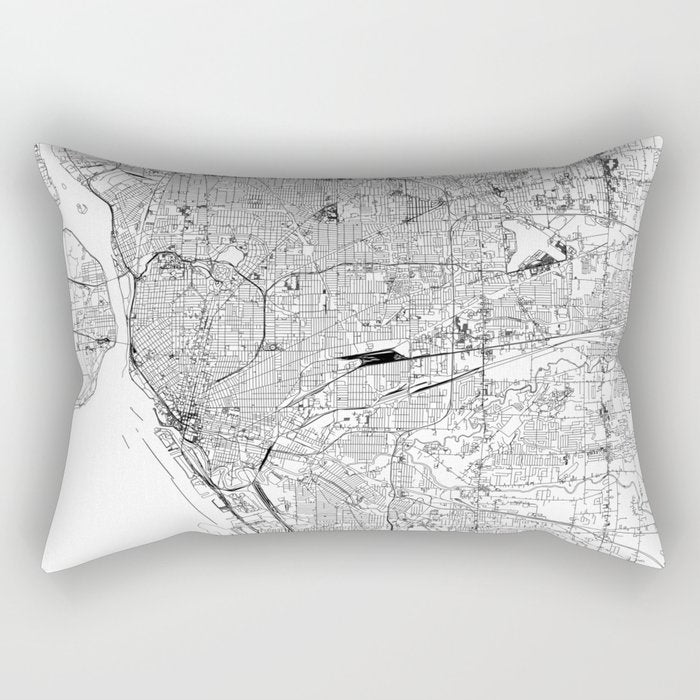 Buffalo White Map Rectangular Pillow Gallery Image 2