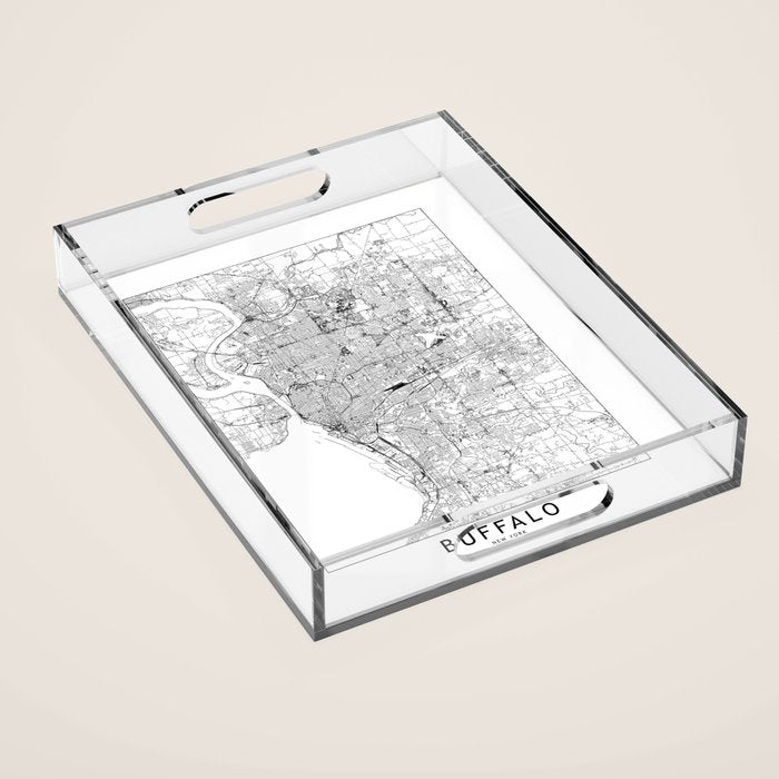 Buffalo White Map Acrylic Tray Gallery Image 1