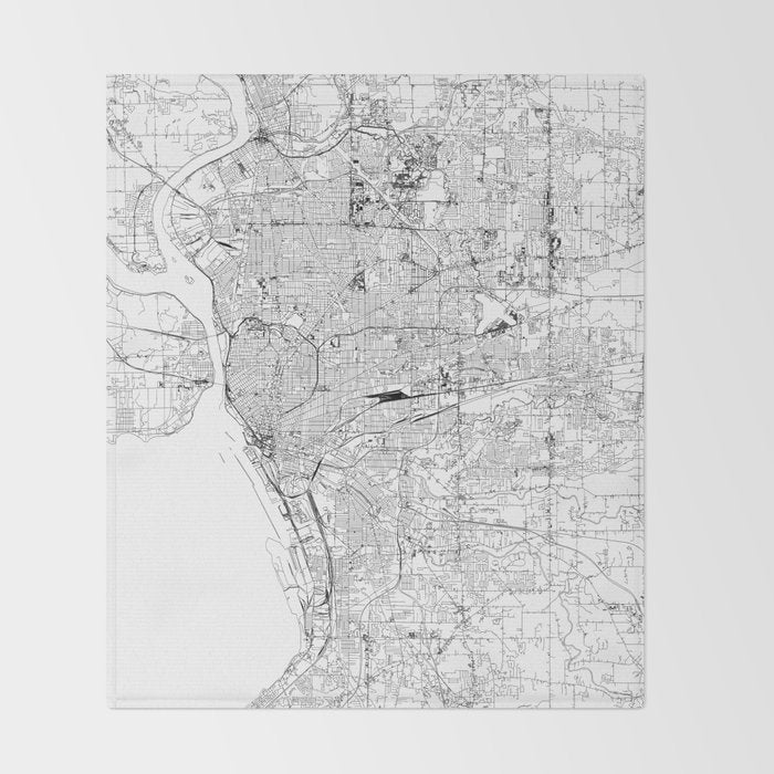 Buffalo White Map Throw Blanket Gallery Image 2