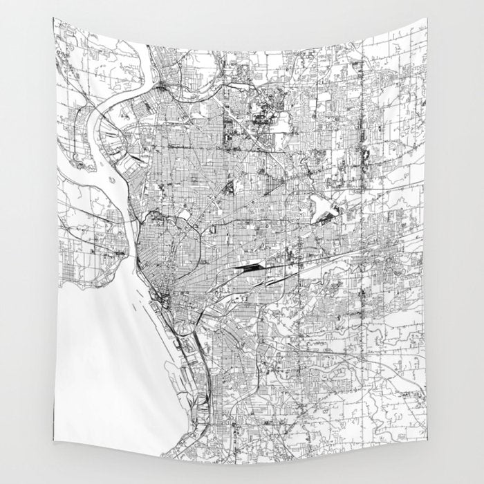 Buffalo White Map Wall Tapestry Gallery Image 4