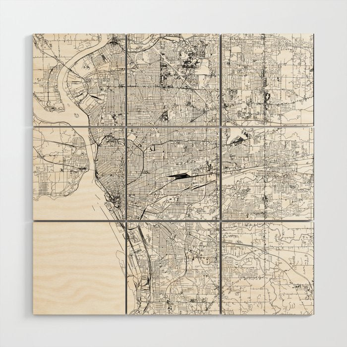 Buffalo White Map Wood Wall Art Gallery Image 1