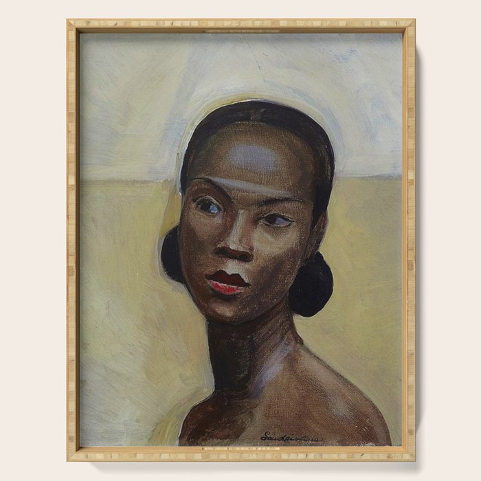 African American Masterpiece 'Portrait of a Black Woman' by Sergey Sudeikin  Serving Tray Gallery Image 1