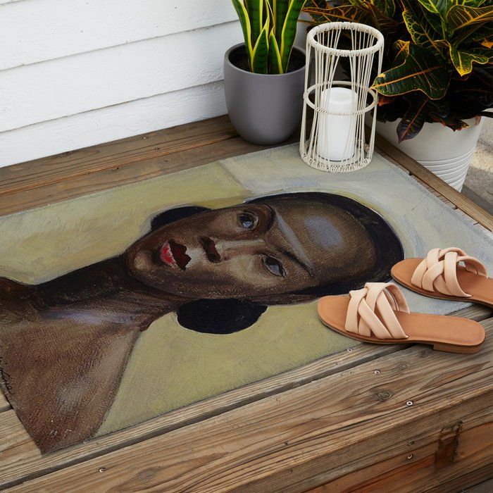 African American Masterpiece 'Portrait of a Black Woman' by Sergey Sudeikin  Outdoor Rug Gallery Image 2