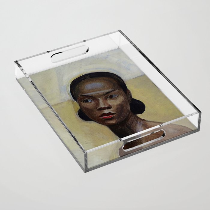 African American Masterpiece 'Portrait of a Black Woman' by Sergey Sudeikin  Acrylic Tray Gallery Image 1