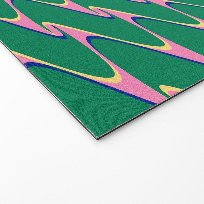 Retro Wavy Geometric Pink Green Zigzag Abstract Pattern Welcome Mat Gallery Image 2