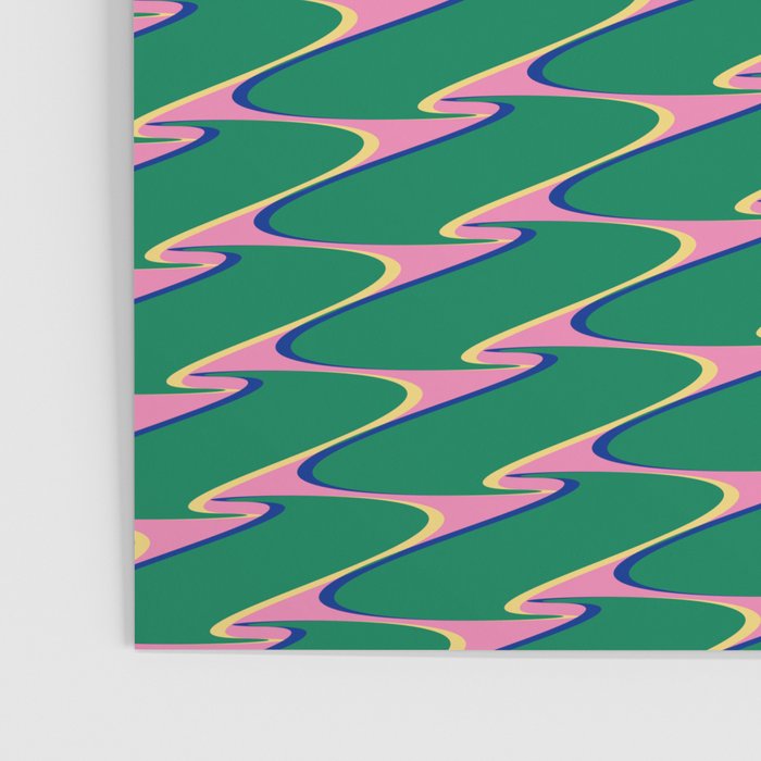 Retro Wavy Geometric Pink Green Zigzag Abstract Pattern Poster Gallery Image 3