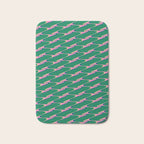 Retro Wavy Geometric Pink Green Zigzag Abstract Pattern Bath Mat Gallery Image 1