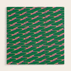 Retro Wavy Geometric Pink Green Zigzag Abstract Pattern Wood Wall Art Gallery Image 1