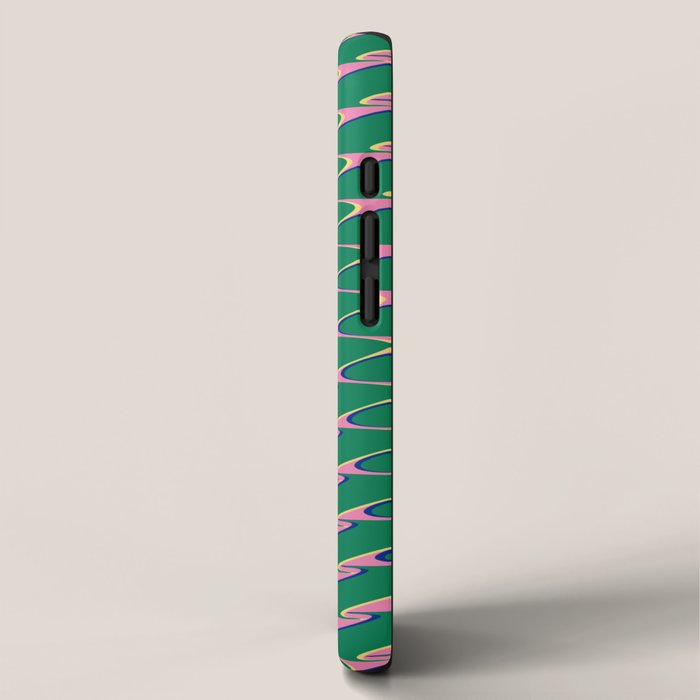 Retro Wavy Geometric Pink Green Zigzag Abstract Pattern iPhone Case Gallery Image 2
