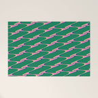 Retro Wavy Geometric Pink Green Zigzag Abstract Pattern Welcome Mat Gallery Image 1